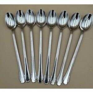 Set of 8 Gorham CALAIS 18/8 Stainless Steel Glossy Iced Tea Spoons